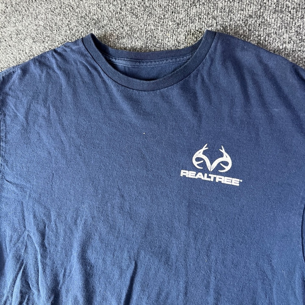 Realtree T-Shirt Mens L Midnight Blue Graphics Print Short Sleeve Outdoor READ